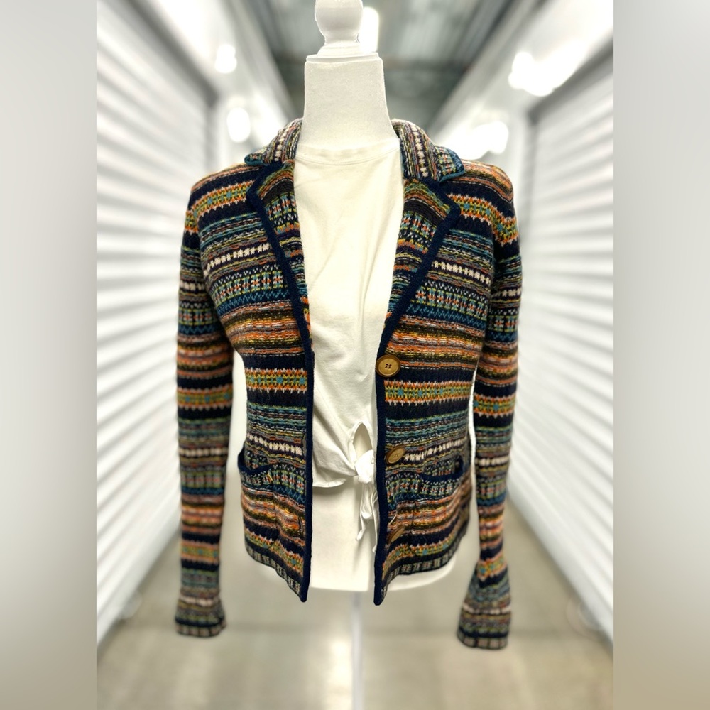 Anthropologie - Sparrow Fair Isle Sweater Jacket Blazer Lambswool Cardigan - M